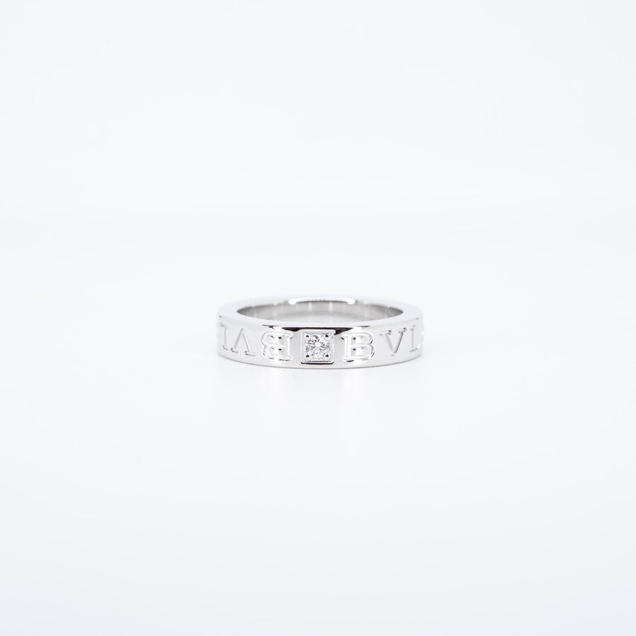 แหวน Bvlgari B.zero1 Essential band ring set with a diamond 18K White Gold Size 48# (Used) #vrbvrimt 7350