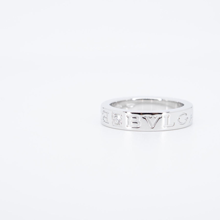 แหวน Bvlgari B.zero1 Essential band ring set with a diamond 18K White Gold Size 48# (Used) #vrbvrimt 7350
