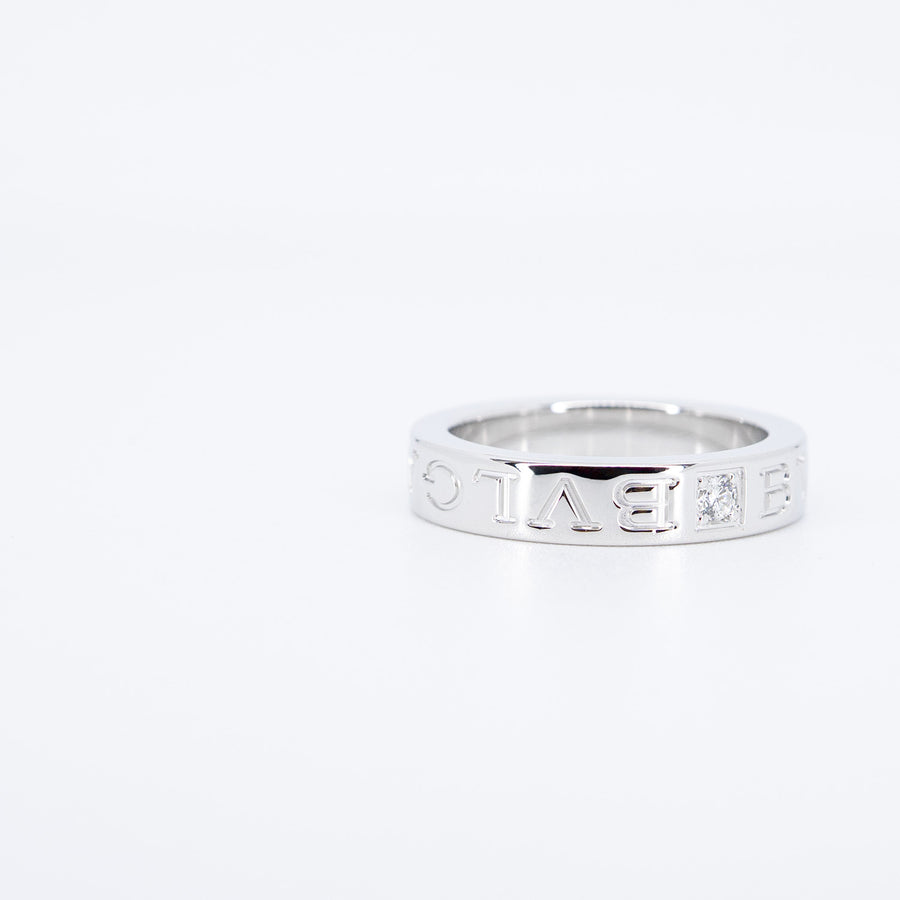 แหวน Bvlgari B.zero1 Essential band ring set with a diamond 18K White Gold Size 48# (Used) #vrbvrimt 7350