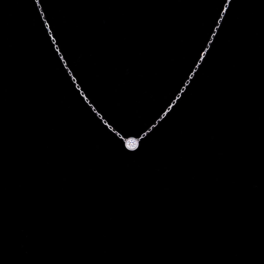 สร้อยและจี้ Cartier D'Amour necklace, small model 18K White Gold Size 41.5-45cm.# (Used) #vrcanl 7321