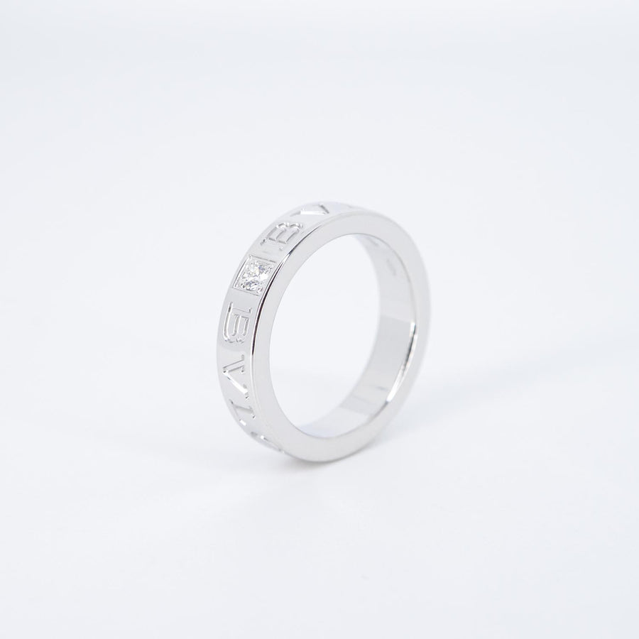 แหวน Bvlgari B.zero1 Essential band ring set with a diamond 18K White Gold Size 48# (Used) #vrbvrimt 7350