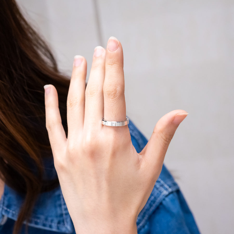 แหวน Chopard Ice cube ring with diamond 18K White Gold Size 57# (Used) #vrchorimt 7347