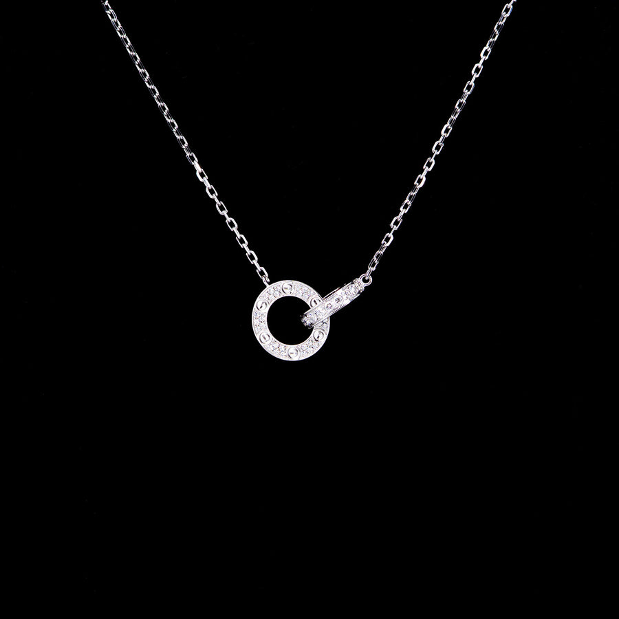 สร้อยและจี้ Cartier Love Necklace, Paved 18K White Gold Size 37-40.5cm.# (Used) #vrcanlimt 7340