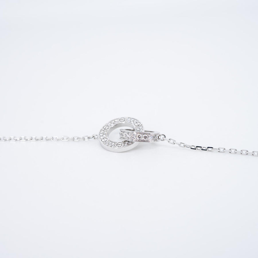 สร้อยและจี้ Cartier Love Necklace, Paved 18K White Gold Size 37-40.5cm.# (Used) #vrcanlimt 7340
