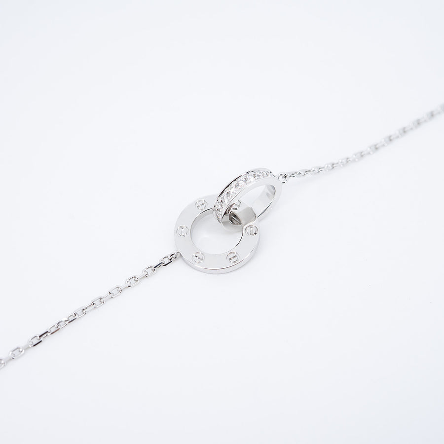 สร้อยและจี้ Cartier Love Necklace, Paved 18K White Gold Size 37-40.5cm.# (Used) #vrcanlimt 7340