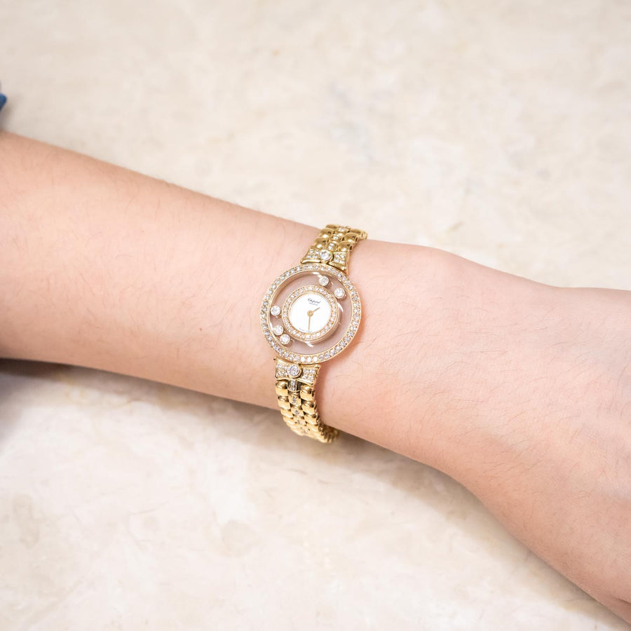 นาฬิกา Chopard Chopard Happy Diamonds watch 18K Yellow Gold Size 24mm.# (Used) #vrcp 0896