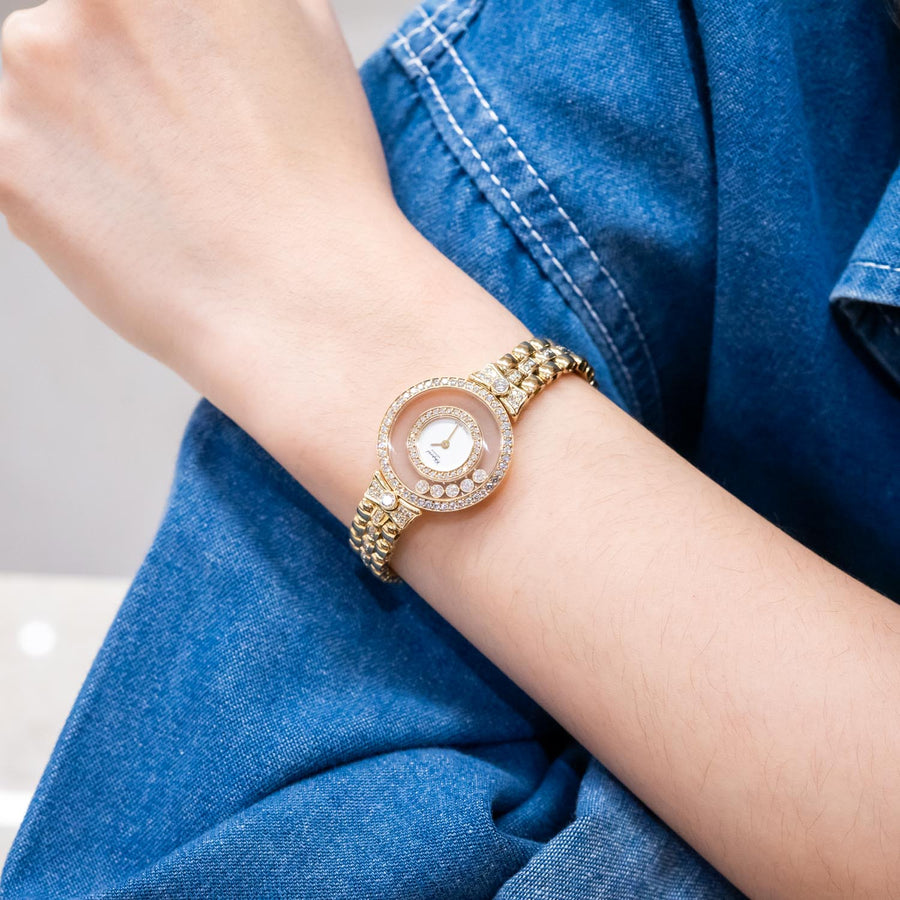 นาฬิกา Chopard Chopard Happy Diamonds watch 18K Yellow Gold Size 24mm.# (Used) #vrcp 0896