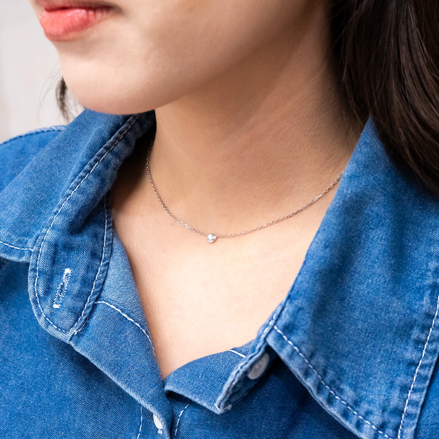 สร้อยและจี้ Cartier D'Amour necklace, small model 18K White Gold Size 41.5-45cm.# (Used) #vrcanl 7321