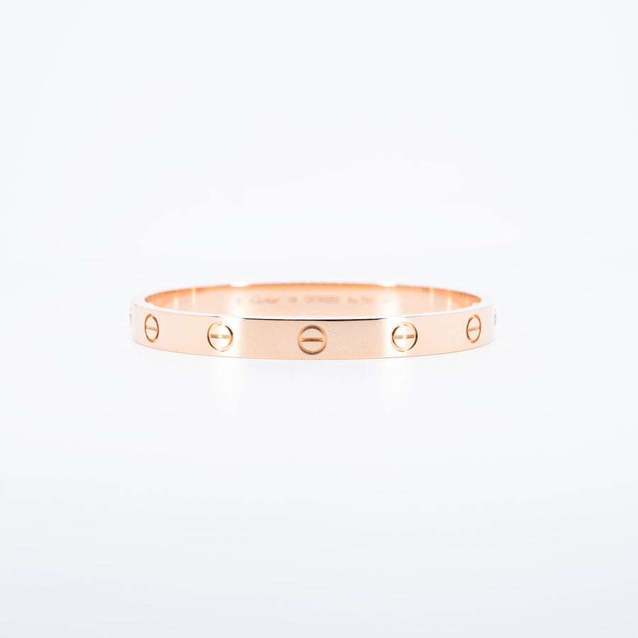 กำไลข้อมือ Cartier Love Bracelet 18K Rose Gold Size 16# (Used) #vrca 0945