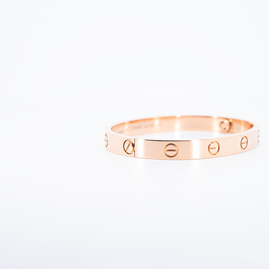 กำไลข้อมือ Cartier Love Bracelet 18K Rose Gold Size 16# (Used) #vrca 0945