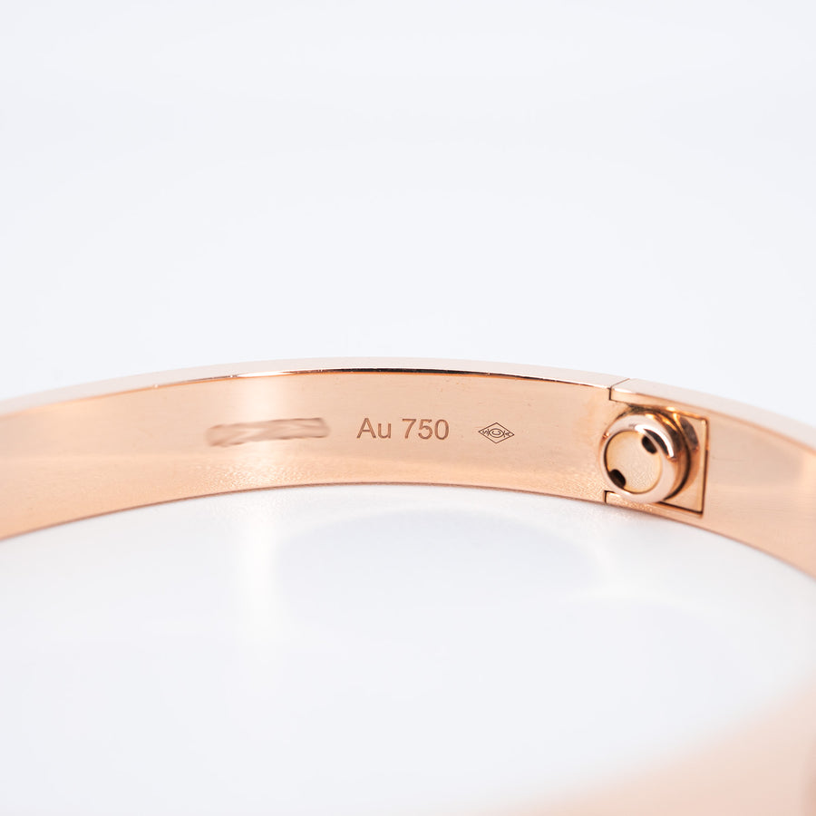 กำไลข้อมือ Cartier Love Bracelet 18K Rose Gold Size 16# (Used) #vrca 0945