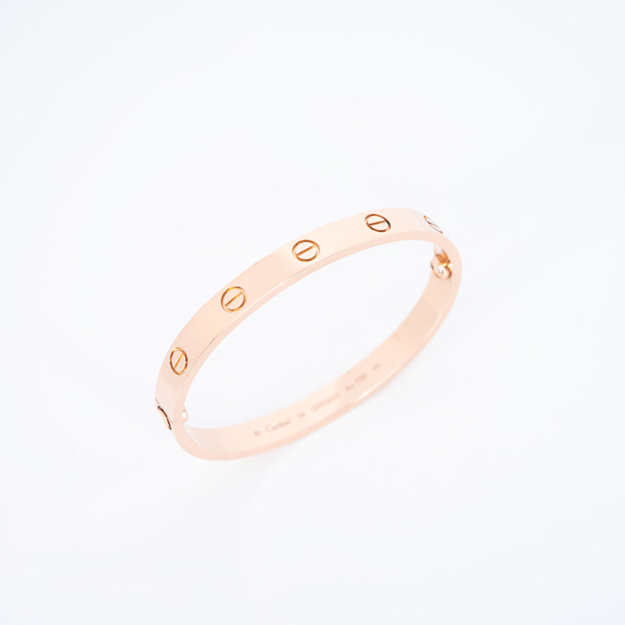 กำไลข้อมือ Cartier Love Bracelet 18K Rose Gold Size 16# (Used) #vrca 0945