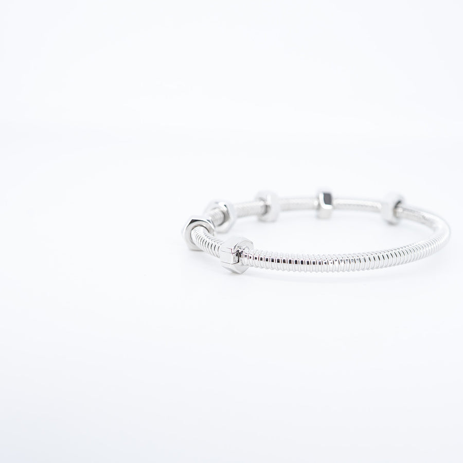 กำไลข้อมือ Cartier Ecrou de Cartier Bracelet 18K White Gold Size 15# (Used) #vrcab 7352