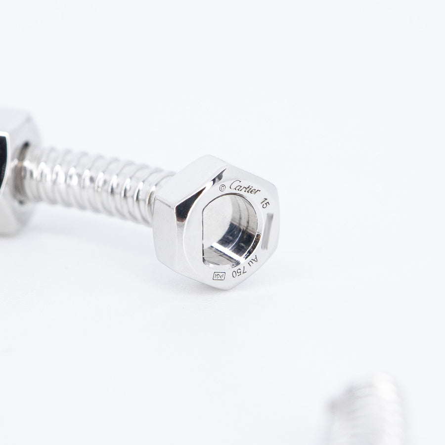 กำไลข้อมือ Cartier Ecrou de Cartier Bracelet 18K White Gold Size 15# (Used) #vrcab 7352