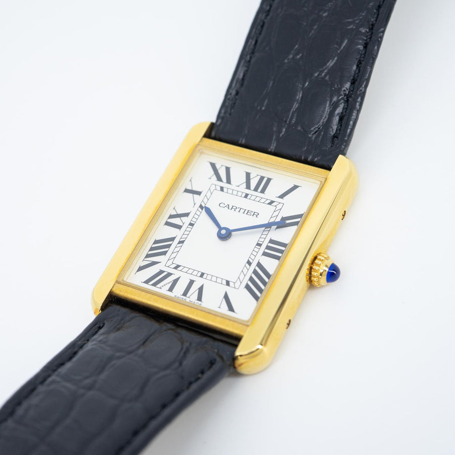 นาฬิกา Cartier Tank Solo, Large Model, Quartz Movoment 18K Yellow Gold Size L# (Used) #vrcaw 7371