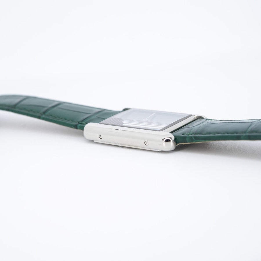 นาฬิกา Cartier Tank Must de Cartier, Large Model, Green lacquer-effect dial, High autonomy Quartz Movoment, Steel , Leather (kept unused) Stainless Steel Size L# (Used) #vrcaw 7372