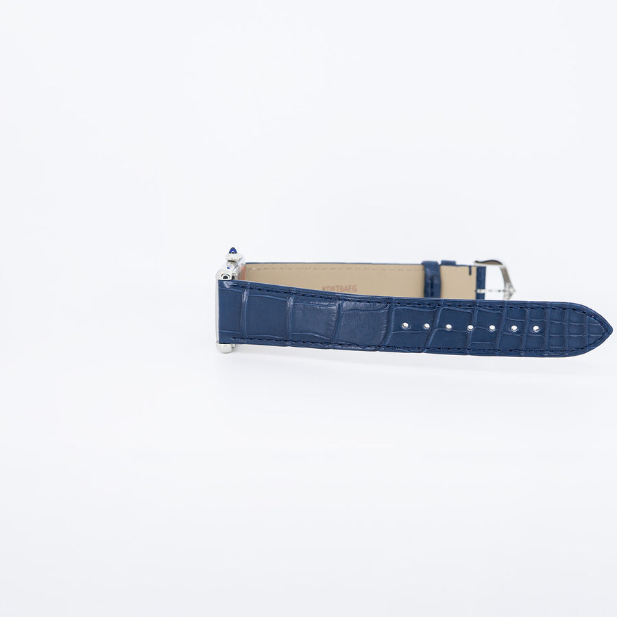 นาฬิกา Cartier Tank Must de Cartier, Large Model, Blue lacquer-effect dial, High autonomy Quartz Movoment, Steel , Leather (kept unused) Stainless Steel Size L# (Used) #vrcaw 7374
