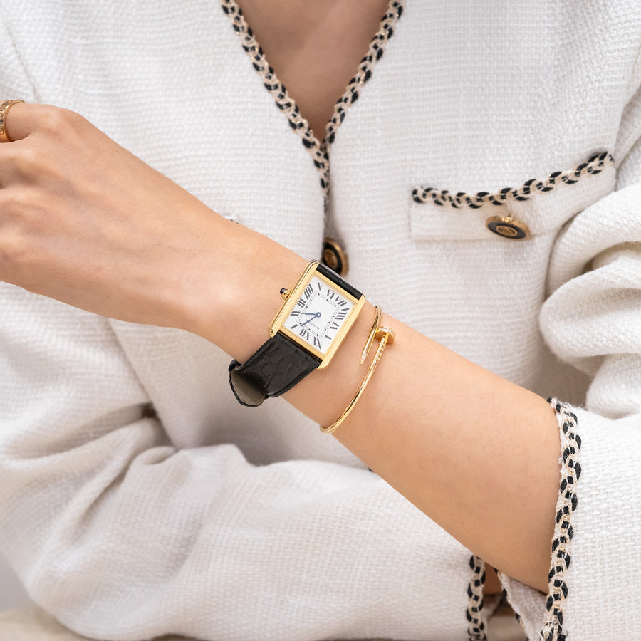 นาฬิกา Cartier Tank Solo, Large Model, Quartz Movoment 18K Yellow Gold Size L# (Used) #vrcaw 7371