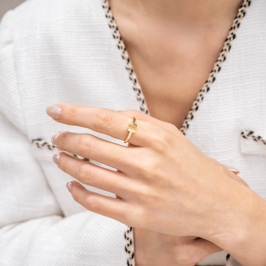 แหวน Tiffany & Co. Tiffany T Wire Ring 18K Yellow Gold Size 49# (Used) #vrti 0911