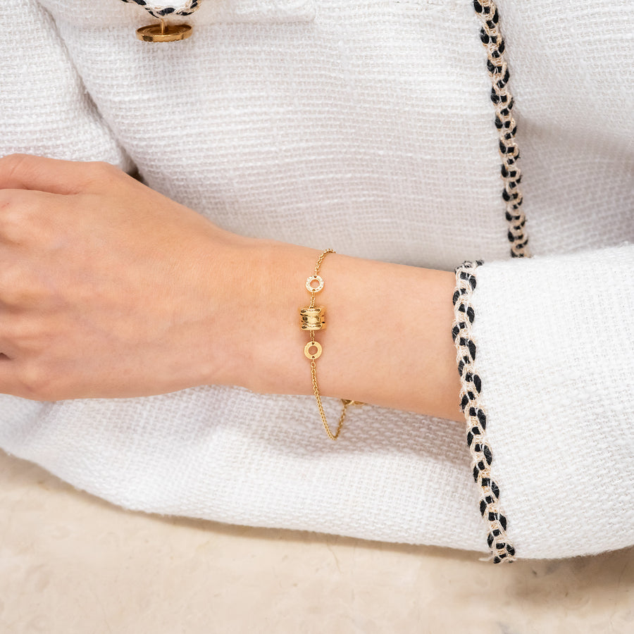 สร้อยข้อมือ Bvlgari B.zero1 mini bracelet 18K Yellow Gold Size 17.5-20cm.# (Used) #vrbvb 7252
