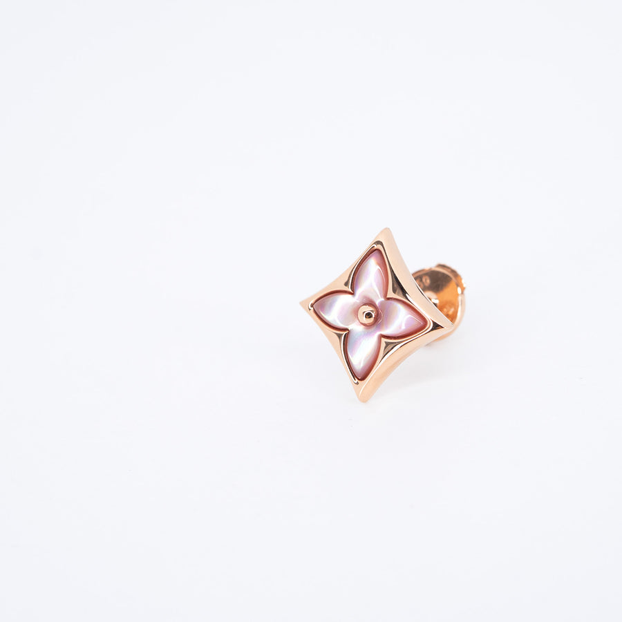 ต่างหู Louis Vuitton Color Blossom BB Star Stud Earrings,Pink Mother of Pearl 18K Rose Gold (Used) #vrloeimt 7389