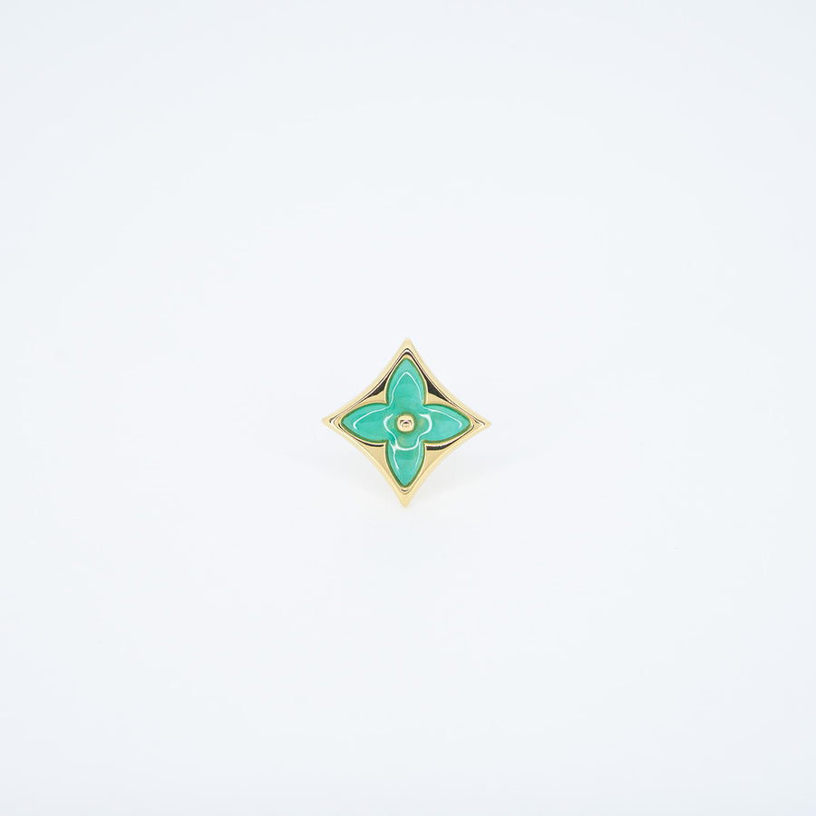 ต่างหู Louis Vuitton Color Blossom BB Star Stud Earrings,Amazonite 18K Yellow Gold (Used) #vrloeimt 7387