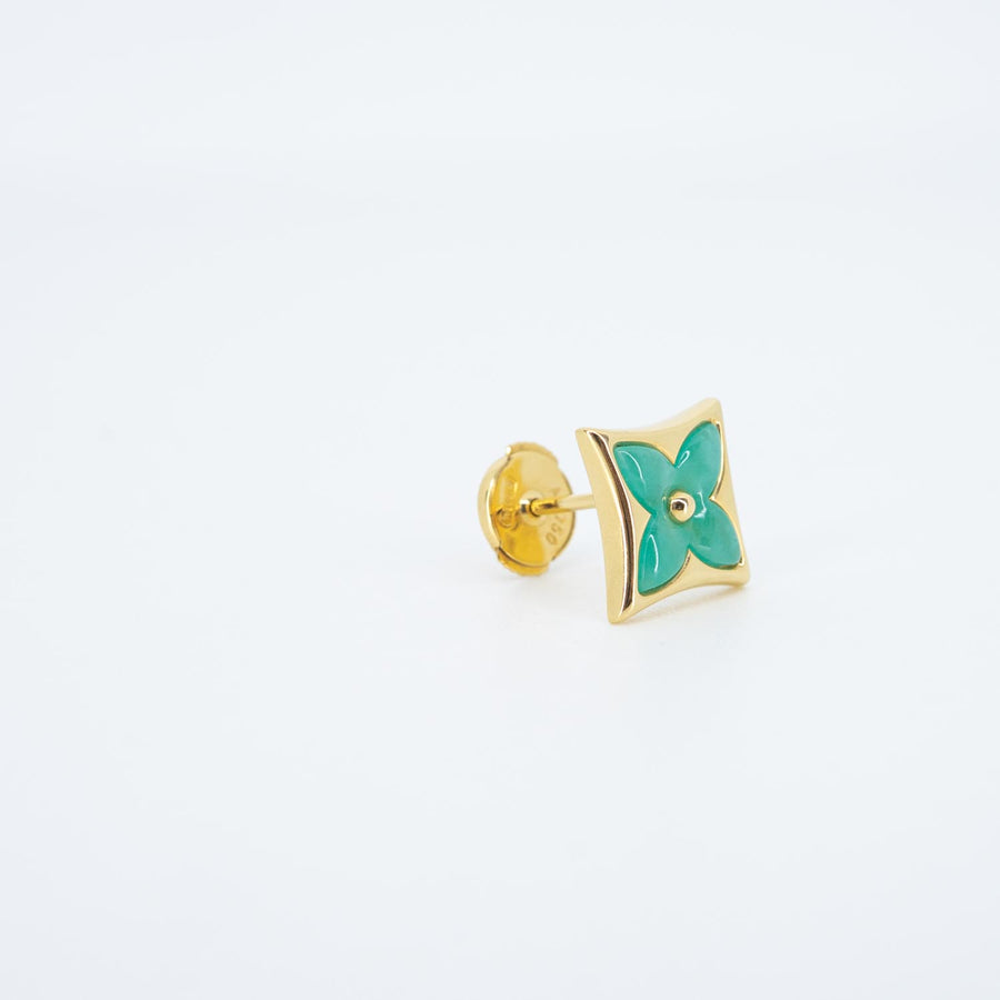 ต่างหู Louis Vuitton Color Blossom BB Star Stud Earrings,Amazonite 18K Yellow Gold (Used) #vrloeimt 7387