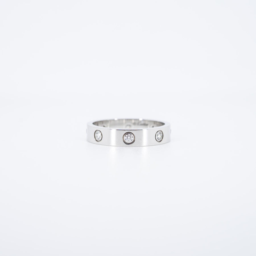 แหวน Cartier Love band 8Diamonds Ring 18K White Gold Size 55# (Used) #vrcarimt 7380