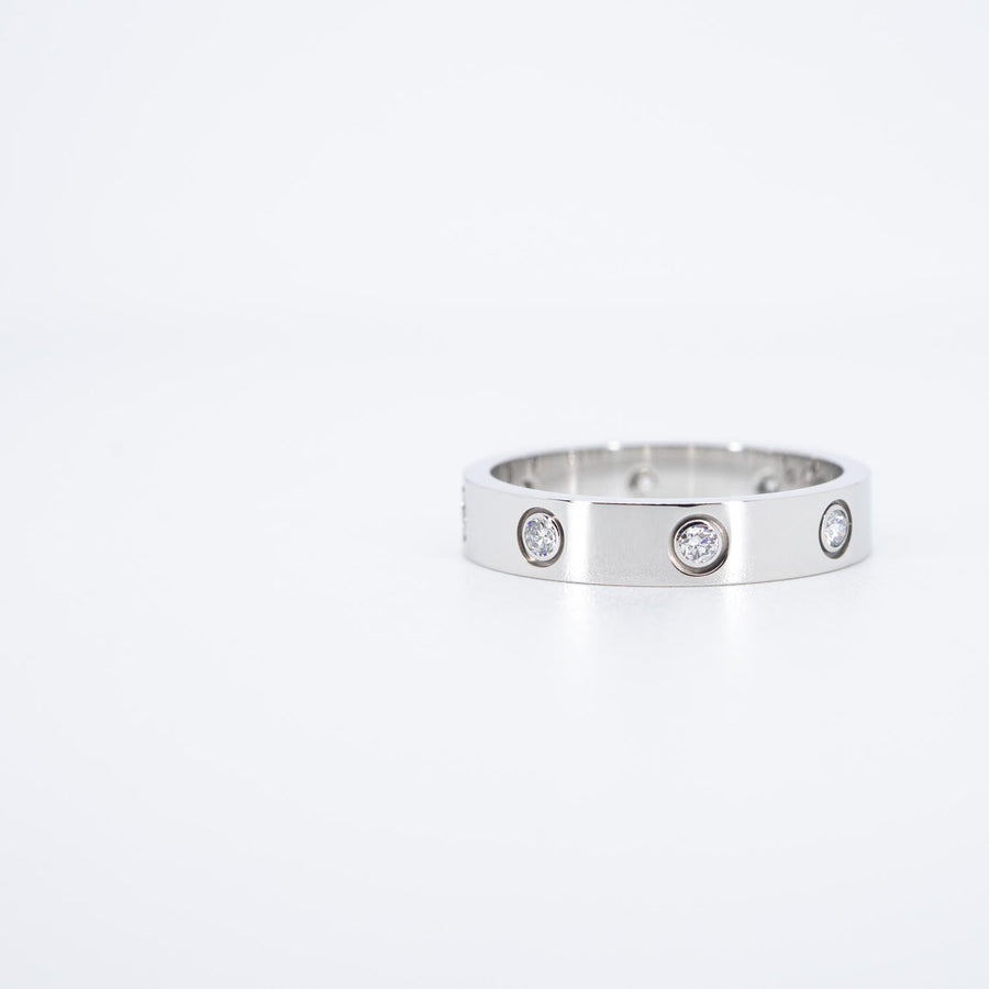 แหวน Cartier Love band 8Diamonds Ring 18K White Gold Size 55# (Used) #vrcarimt 7380
