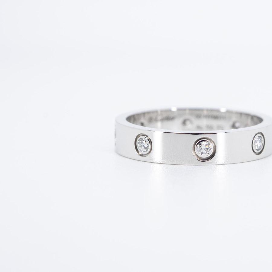 แหวน Cartier Love band 8Diamonds Ring 18K White Gold Size 55# (Used) #vrcarimt 7380