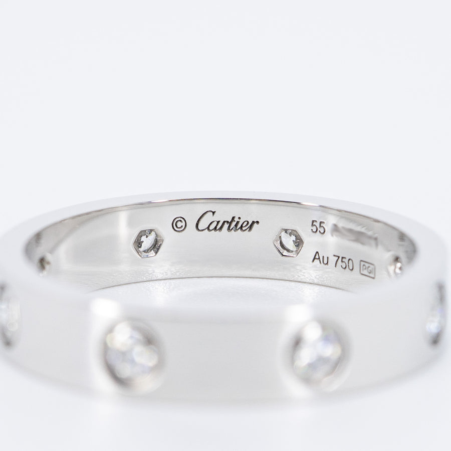 แหวน Cartier Love band 8Diamonds Ring 18K White Gold Size 55# (Used) #vrcarimt 7380