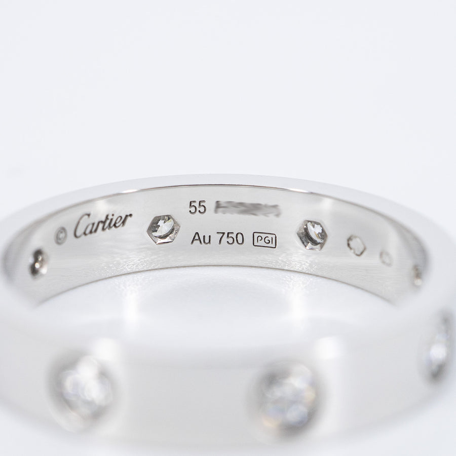 แหวน Cartier Love band 8Diamonds Ring 18K White Gold Size 55# (Used) #vrcarimt 7380