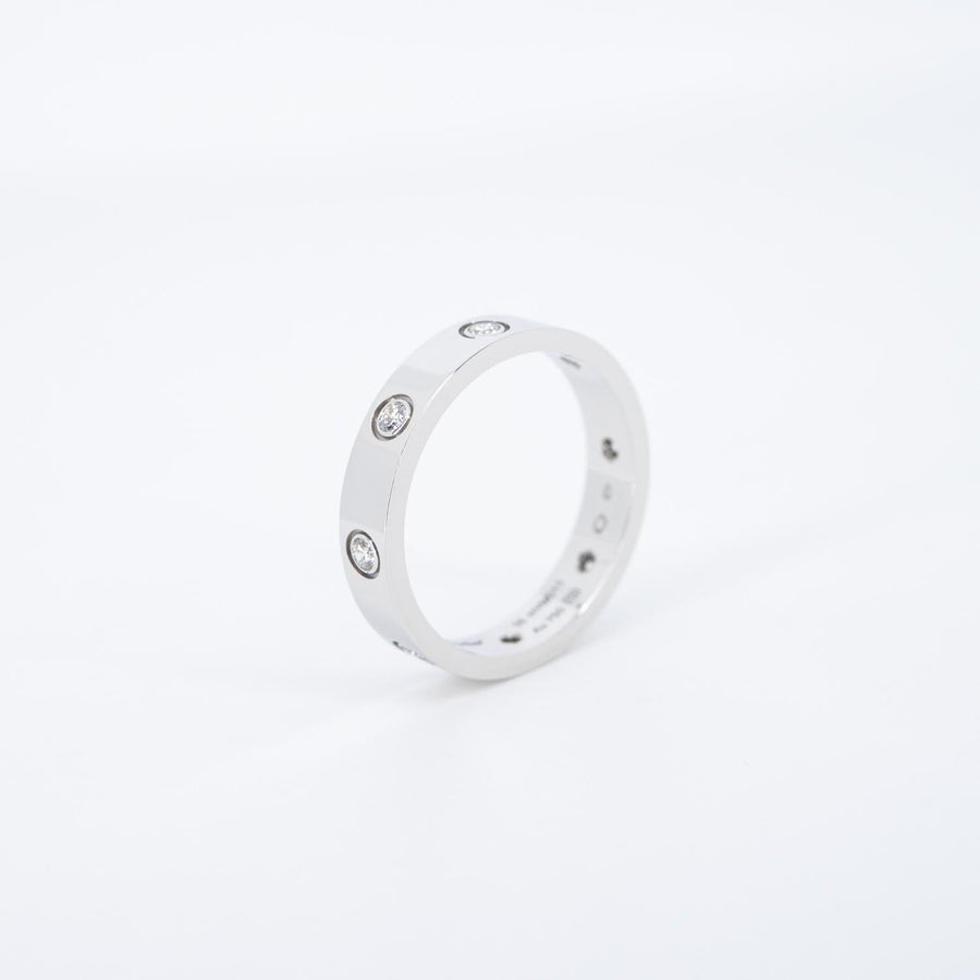 แหวน Cartier Love band 8Diamonds Ring 18K White Gold Size 55# (Used) #vrcarimt 7380