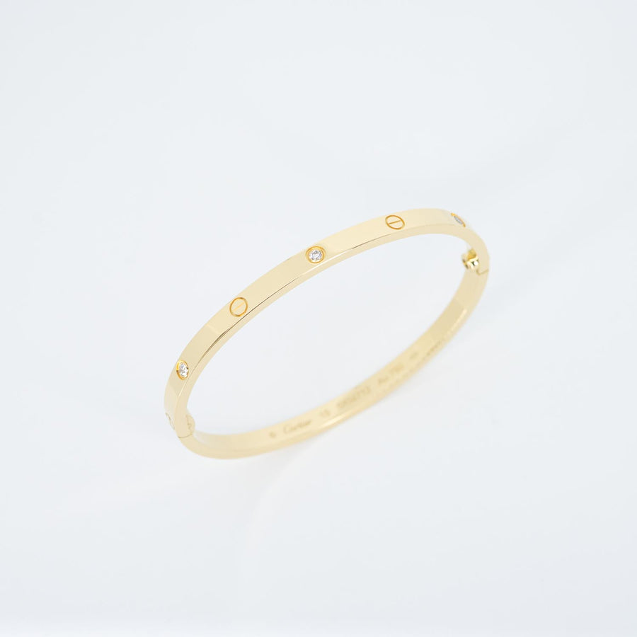 กำไลข้อมือ Cartier Love Bracelet, Small Model, 6 Diamonds 18K Yellow Gold Size 15# (Used) #vrcab 7370