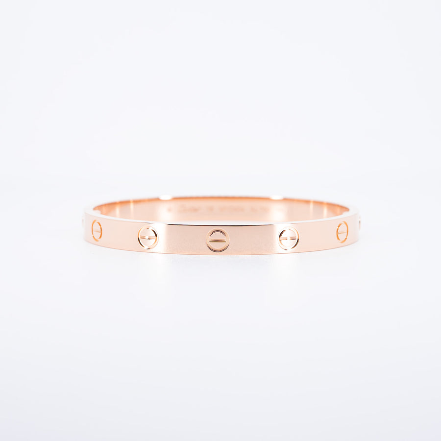 กำไลข้อมือ Cartier Love Bracelet 18K Rose Gold Size 16# (Used) #vrca 0949