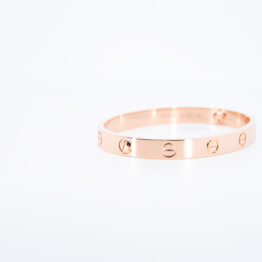 กำไลข้อมือ Cartier Love Bracelet 18K Rose Gold Size 16# (Used) #vrca 0949