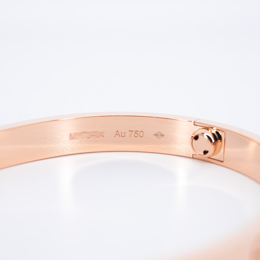 กำไลข้อมือ Cartier Love Bracelet 18K Rose Gold Size 16# (Used) #vrca 0949