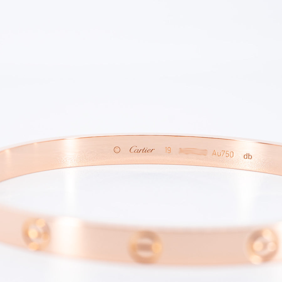 กำไลข้อมือ Cartier Love Bracelet 18K Rose Gold Size 19# (Used) #vrcab 7368