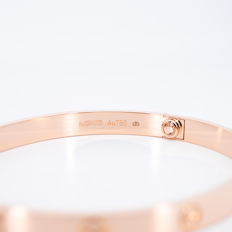 กำไลข้อมือ Cartier Love Bracelet 18K Rose Gold Size 19# (Used) #vrcab 7368