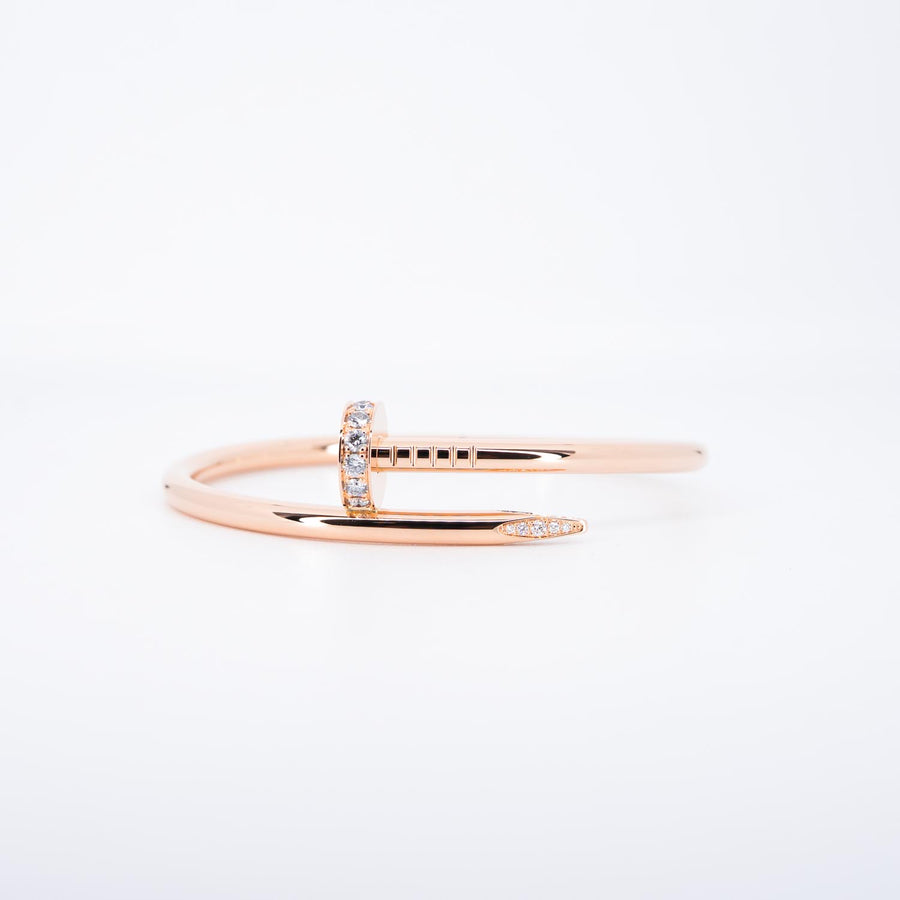 **Hold K"Mail** กำไลข้อมือ Cartier Juste Un Clou Bracelet, diamonds 18K Rose Gold Size 15# (Used) #vrcab 7363
