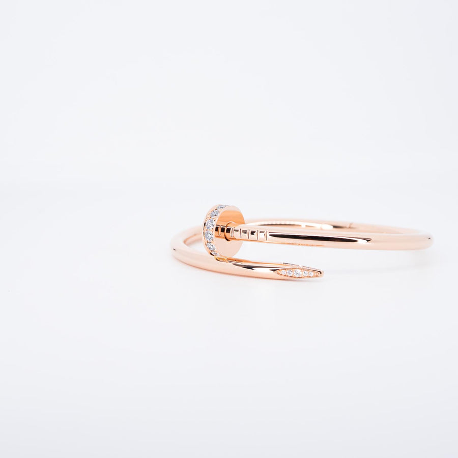 **Hold K"Mail** กำไลข้อมือ Cartier Juste Un Clou Bracelet, diamonds 18K Rose Gold Size 15# (Used) #vrcab 7363