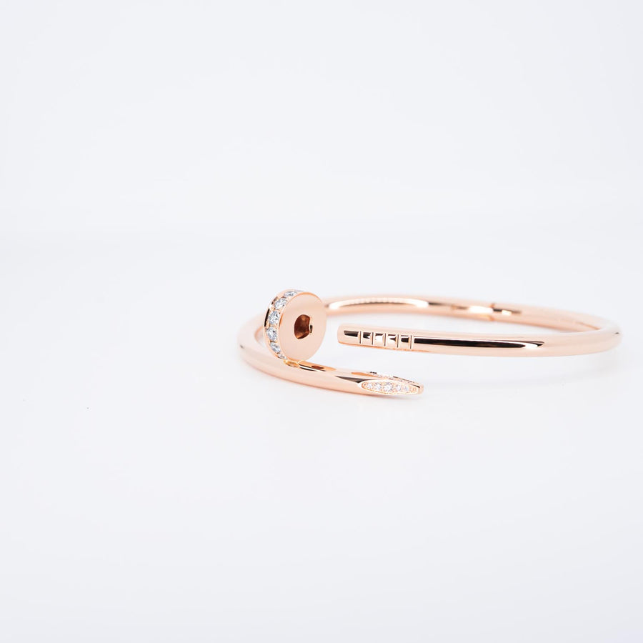 **Hold K"Mail** กำไลข้อมือ Cartier Juste Un Clou Bracelet, diamonds 18K Rose Gold Size 15# (Used) #vrcab 7363