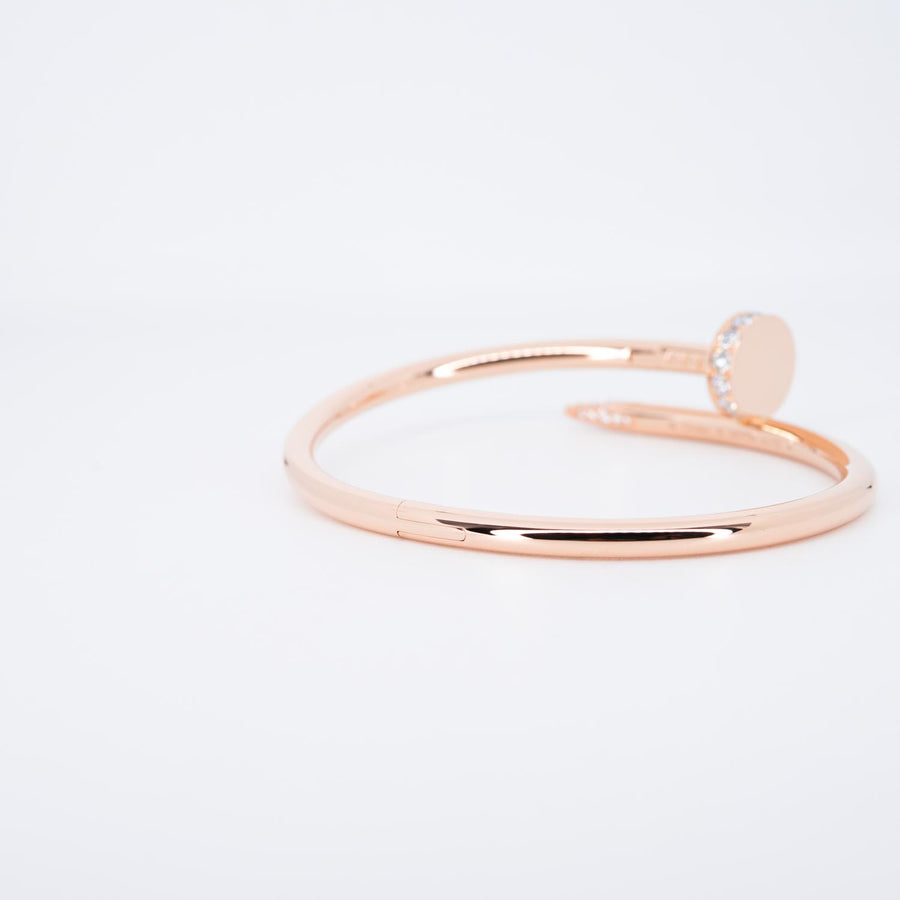 **Hold K"Mail** กำไลข้อมือ Cartier Juste Un Clou Bracelet, diamonds 18K Rose Gold Size 15# (Used) #vrcab 7363