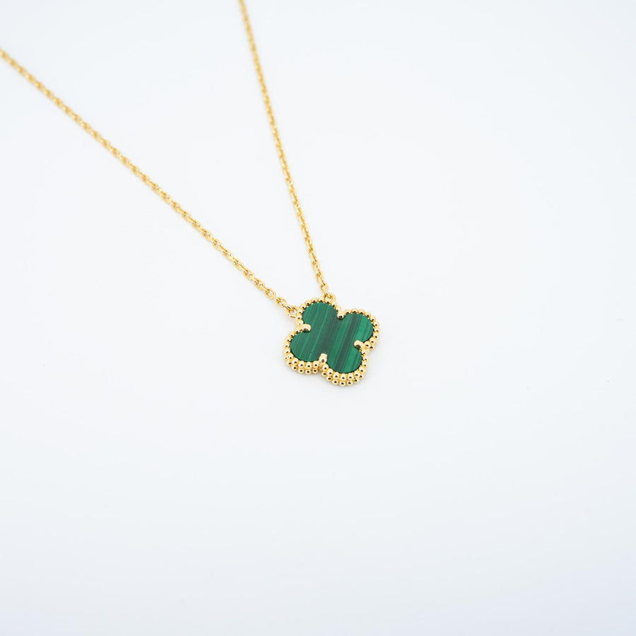 สร้อยและจี้ Van Cleef & Arpels Vintage Alhambra Pendant, Malachite 18K Yellow Gold Size 38-42cm.# (Used) #vrvanlimt 7384