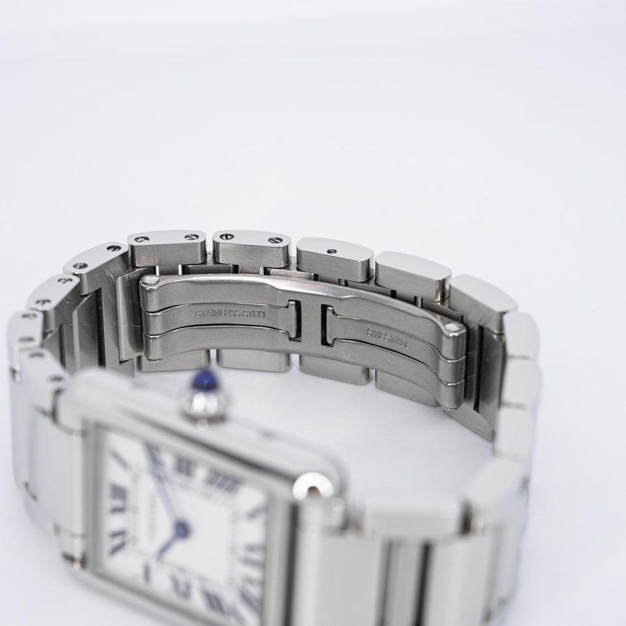 นาฬิกา Cartier Tank Must de Cartier watch, small model, high autonomy quartz movement, Stainless Steel, leather Size S# (Used) #vrcaw 7314