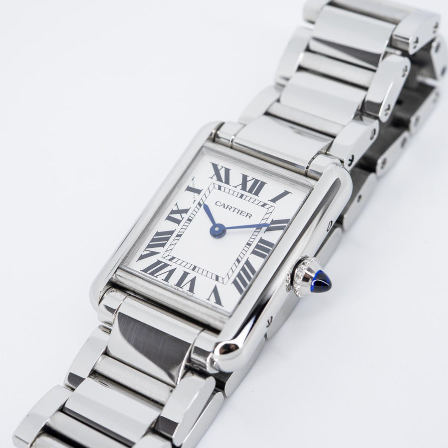 นาฬิกา Cartier Tank Must de Cartier watch, small model, high autonomy quartz movement, Stainless Steel, leather Size S# (Used) #vrcaw 7314