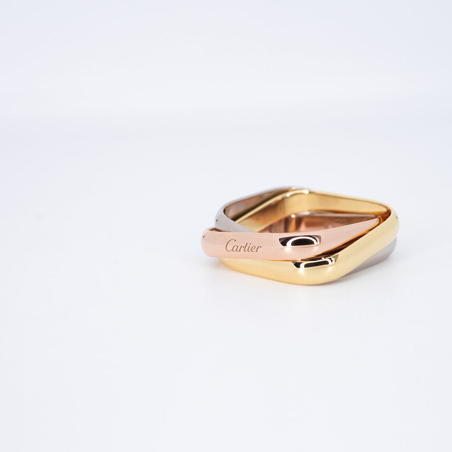 แหวน Cartier Trinity ring, cushion-shaped, classic model 18K 3 Colors Size 58# (Used) #vrcar 7392