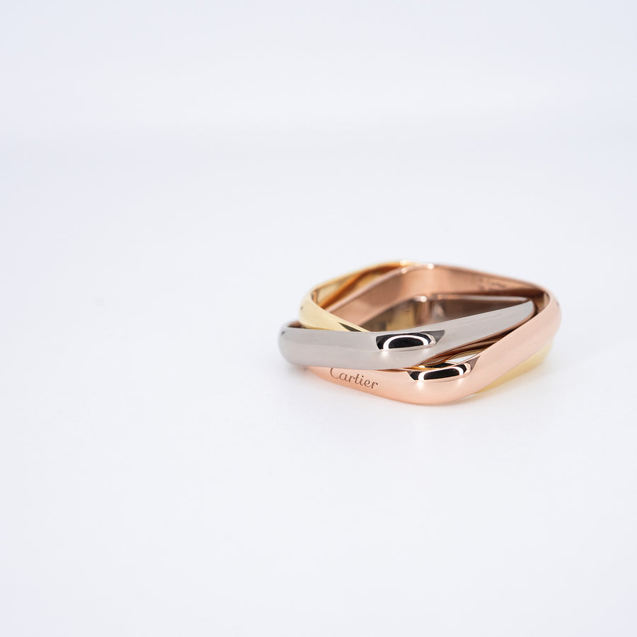 แหวน Cartier Trinity ring, cushion-shaped, classic model 18K 3 Colors Size 58# (Used) #vrcar 7392