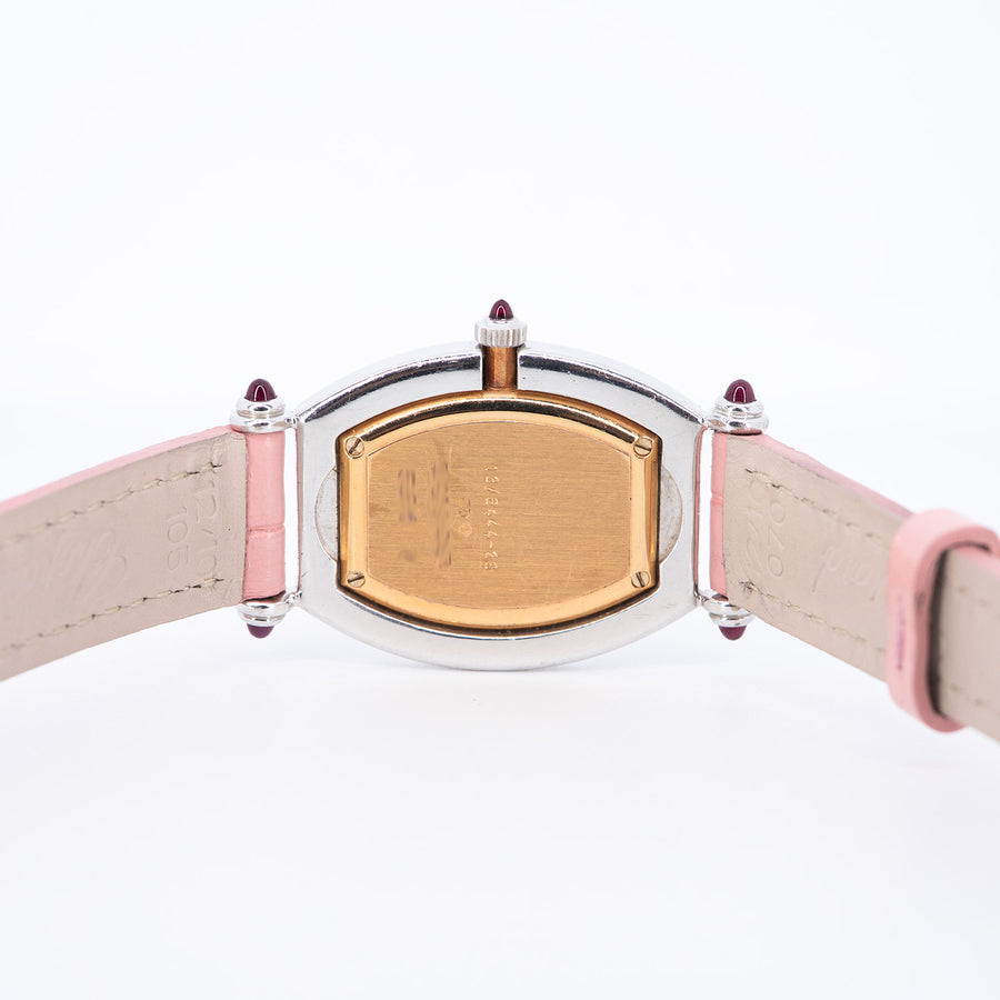 นาฬิกา Chopard La Vie En Rose in Steel with Diamond Bezel on Pink Alligator Leather Strap Rose Gold Size 28mm.# (Used) #vrcho 0954