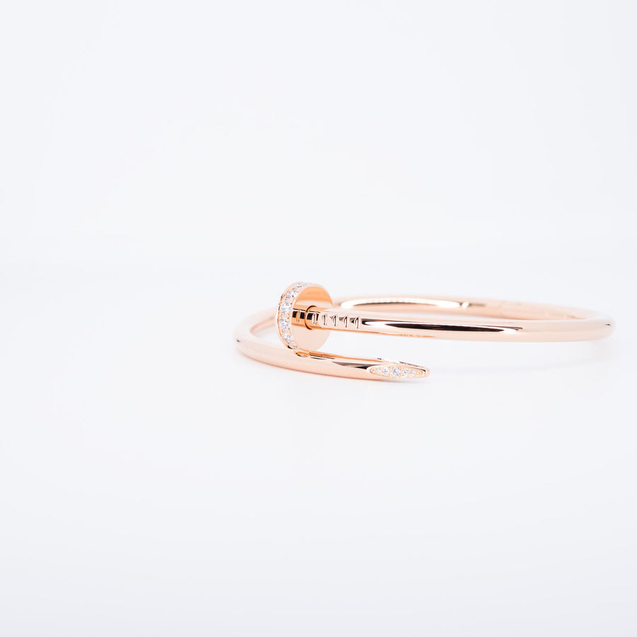 **Hold K'B92♾**กำไลข้อมือ Cartier Juste Un Clou Bracelet, diamonds 18K Rose Gold Size 17# (Used) #vrcab 7391